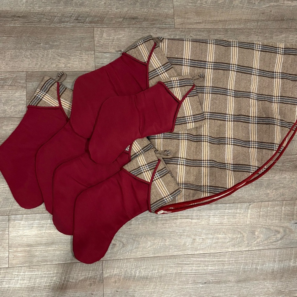 Rustic Farmhouse Plaid Tree skirt and stockings